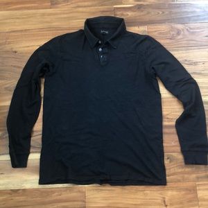 Velvet Men’s L/S Slub Polo. Black, Size Medium.